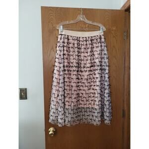 Studio West Pink Black Whimsy Girly All-Over Bow Tulle Midi Skirt Size XL NWOT